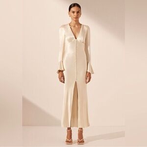 Shona Joy La Lune Frill Cuff Bias MIDI Dress